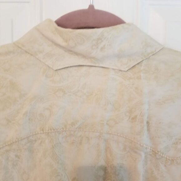 Howe Cream Tan Cotton Men's Embroidered Western Button Down Shirt XL - Picture 10 of 11